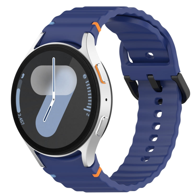 Wavy Grain Stitched Black Buckle Silicone Watch Band, For Samsung Galaxy Watch FE 40mm, For Samsung Galaxy Watch 7 40 / 44mm