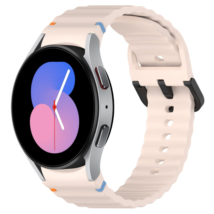 Wavy Grain Stitched Black Buckle Silicone Watch Band, For Samsung Galaxy Watch 5 40 / 44mm, For Samsung Galaxy Watch 5 Pro