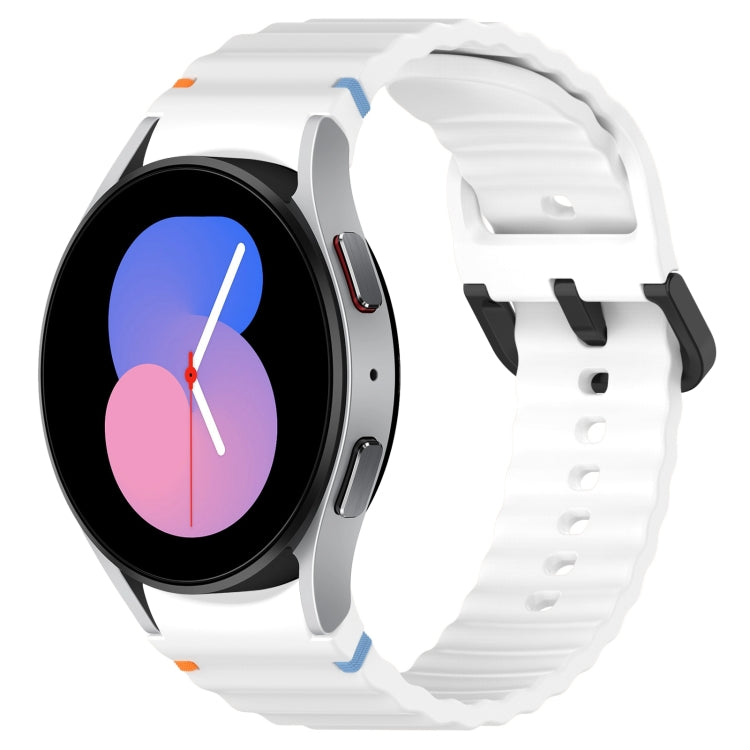Wavy Grain Stitched Black Buckle Silicone Watch Band, For Samsung Galaxy Watch 5 40 / 44mm, For Samsung Galaxy Watch 5 Pro