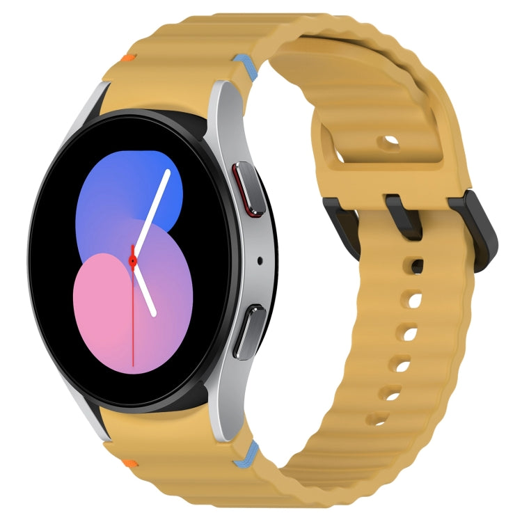Wavy Grain Stitched Black Buckle Silicone Watch Band, For Samsung Galaxy Watch 5 40 / 44mm, For Samsung Galaxy Watch 5 Pro