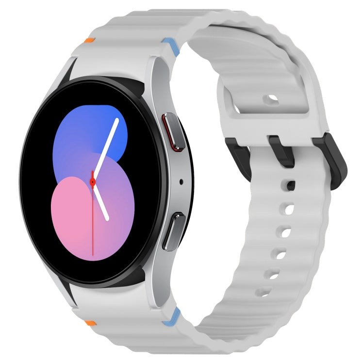 Wavy Grain Stitched Black Buckle Silicone Watch Band, For Samsung Galaxy Watch 5 40 / 44mm, For Samsung Galaxy Watch 5 Pro