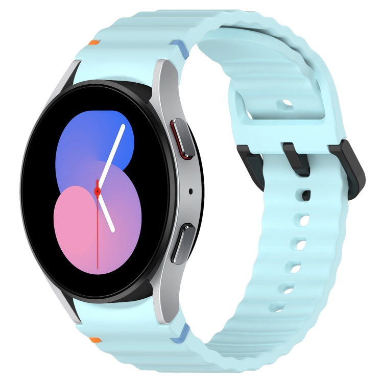 Wavy Grain Stitched Black Buckle Silicone Watch Band, For Samsung Galaxy Watch 5 40 / 44mm, For Samsung Galaxy Watch 5 Pro