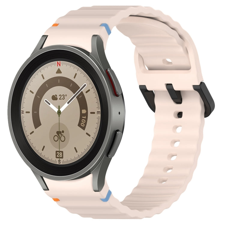 Wavy Grain Stitched Black Buckle Silicone Watch Band, For Samsung Galaxy Watch 5 40 / 44mm, For Samsung Galaxy Watch 5 Pro