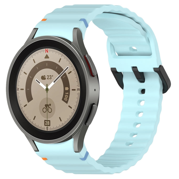 Wavy Grain Stitched Black Buckle Silicone Watch Band, For Samsung Galaxy Watch 5 40 / 44mm, For Samsung Galaxy Watch 5 Pro