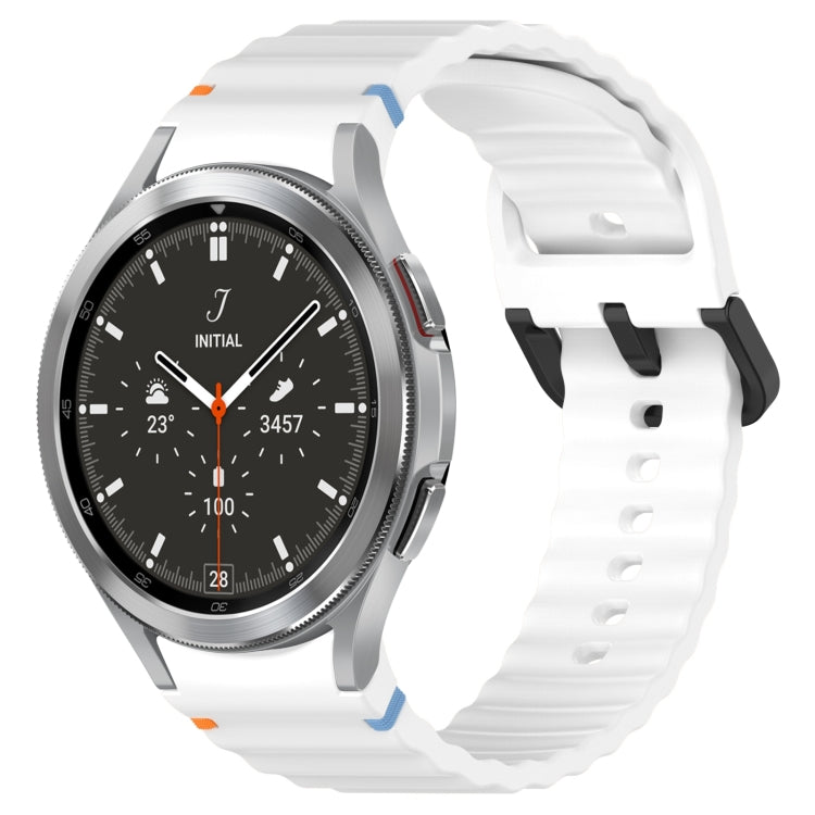 Wavy Grain Stitched Black Buckle Silicone Watch Band, For Samsung Galaxy Watch 4 40 / 44mm, For Samsung Galaxy Watch 4 Classic 42 / 46mm