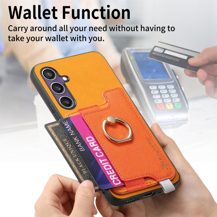 Retro Cross Leather Ring Horizontal Insert Card Bag MagSafe Phone Case, For Samsung Galaxy S23 FE 5G, For Samsung Galaxy M14 5G, For Samsung Galaxy A24 5G