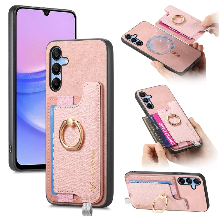 Retro Cross Leather Ring Horizontal Insert Card Bag MagSafe Phone Case, For Samsung Galaxy S23+ 5G, For Samsung Galaxy S23 5G, For Samsung Galaxy A16