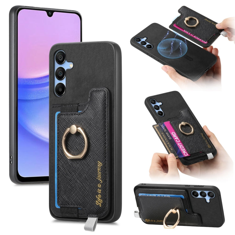 Retro Cross Leather Ring Horizontal Insert Card Bag MagSafe Phone Case, For Samsung Galaxy S23+ 5G, For Samsung Galaxy S23 5G, For Samsung Galaxy A16