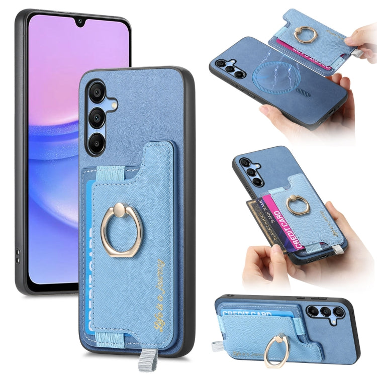 Retro Cross Leather Ring Horizontal Insert Card Bag MagSafe Phone Case, For Samsung Galaxy S23+ 5G, For Samsung Galaxy S23 5G, For Samsung Galaxy A16