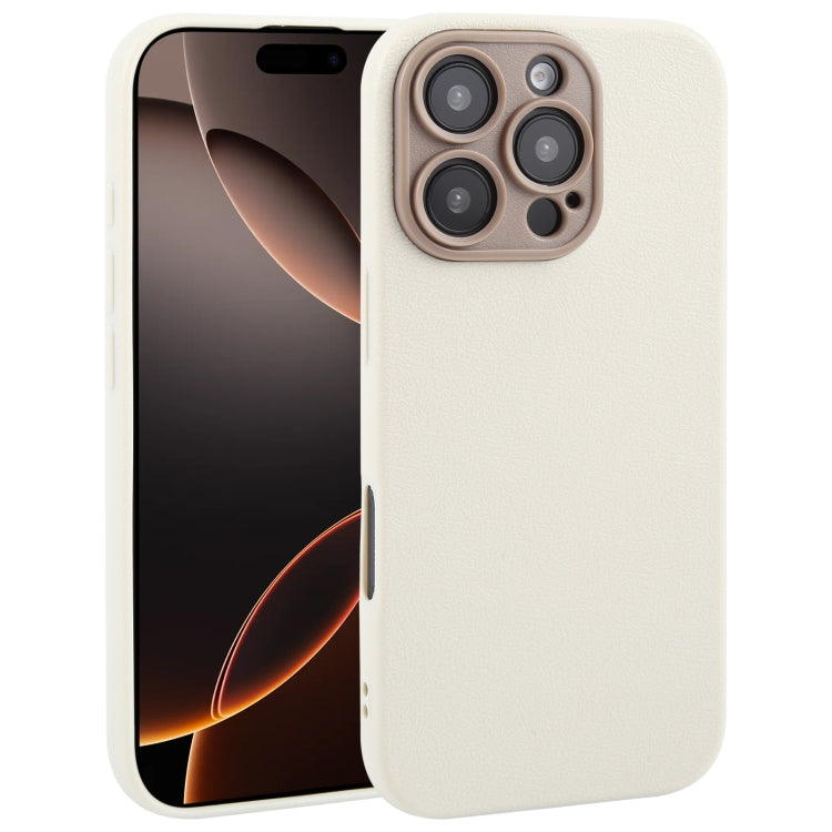 Plain Imitation Leather Back Cover Phone Case, For iPhone 16 Pro Max, For iPhone 16 Pro
