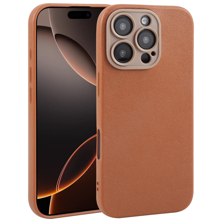 Plain Imitation Leather Back Cover Phone Case, For iPhone 16 Pro Max, For iPhone 16 Pro