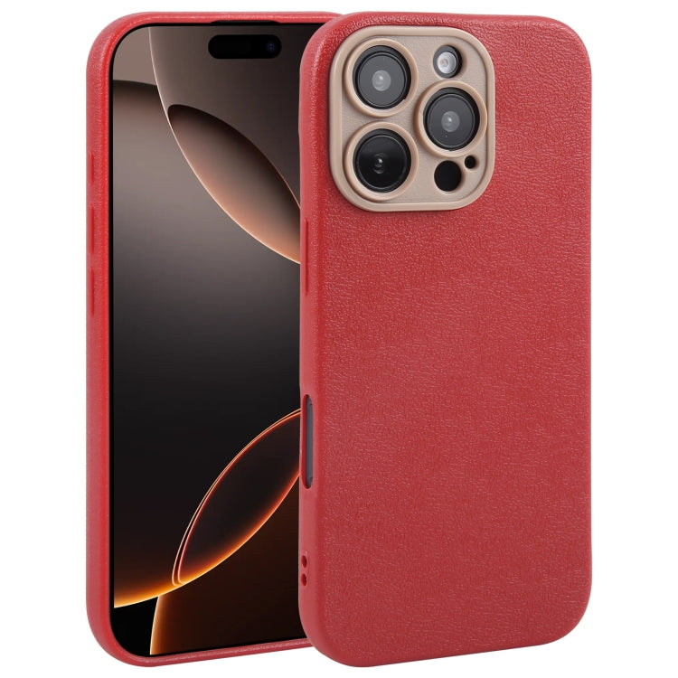 Plain Imitation Leather Back Cover Phone Case, For iPhone 16 Pro Max, For iPhone 16 Pro