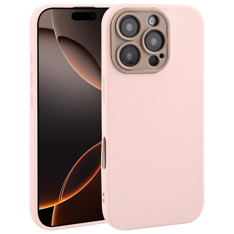 Plain Imitation Leather Back Cover Phone Case, For iPhone 16 Pro Max, For iPhone 16 Pro