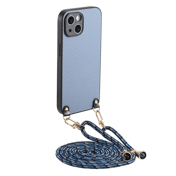 Carbon Fiber Texture Leather Back Phone Case with Crossbody Strap, For iPhone 13 mini, For iPhone 12, For iPhone 12 Pro Max, For iPhone 12 Pro