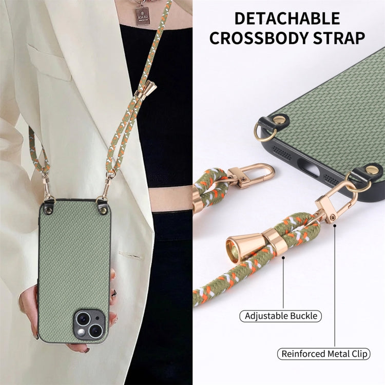 Carbon Fiber Texture Leather Back Phone Case with Crossbody Strap, For iPhone 12 mini, For iPhone 11 Pro Max, For iPhone 11, For iPhone 11 Pro