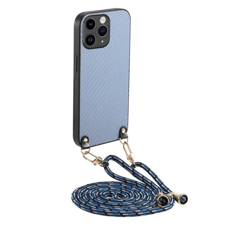 Carbon Fiber Texture Leather Back Phone Case with Crossbody Strap, For iPhone 12 mini, For iPhone 11 Pro Max, For iPhone 11, For iPhone 11 Pro