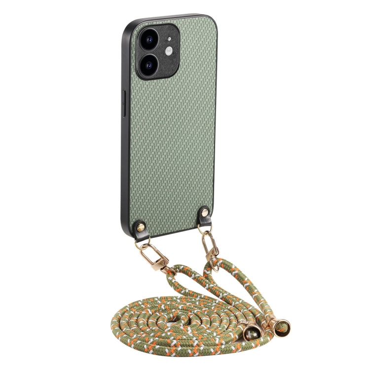 Carbon Fiber Texture Leather Back Phone Case with Crossbody Strap, For iPhone 12 mini, For iPhone 11 Pro Max, For iPhone 11, For iPhone 11 Pro