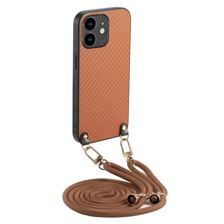 Carbon Fiber Texture Leather Back Phone Case with Crossbody Strap, For iPhone 12 mini, For iPhone 11 Pro Max, For iPhone 11, For iPhone 11 Pro