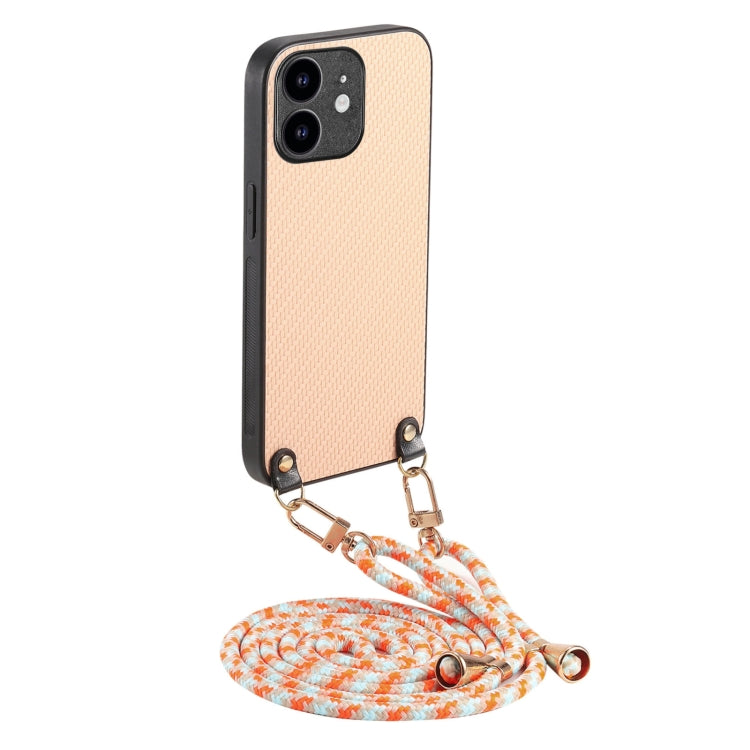 Carbon Fiber Texture Leather Back Phone Case with Crossbody Strap, For iPhone 12 mini, For iPhone 11 Pro Max, For iPhone 11, For iPhone 11 Pro