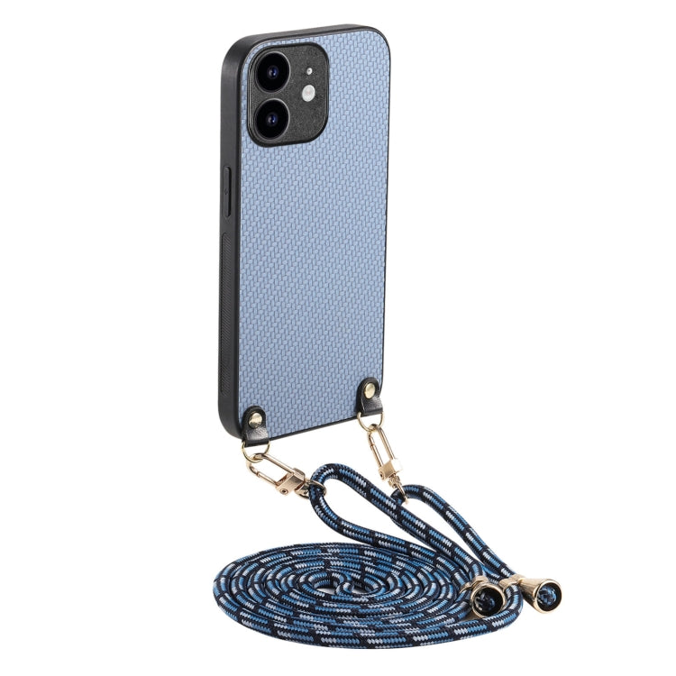 Carbon Fiber Texture Leather Back Phone Case with Crossbody Strap, For iPhone 12 mini, For iPhone 11 Pro Max, For iPhone 11, For iPhone 11 Pro