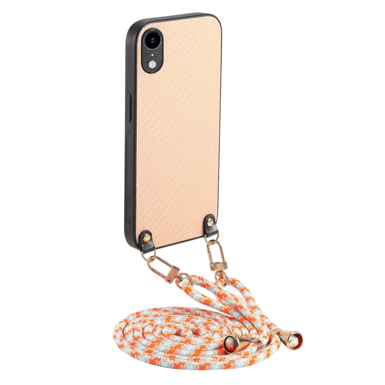 Carbon Fiber Texture Leather Back Phone Case with Crossbody Strap, For iPhone XR, For iPhone XS Max, For iPhone 7 / 8 / SE 2022 / SE 2020, For iPhone X / XS