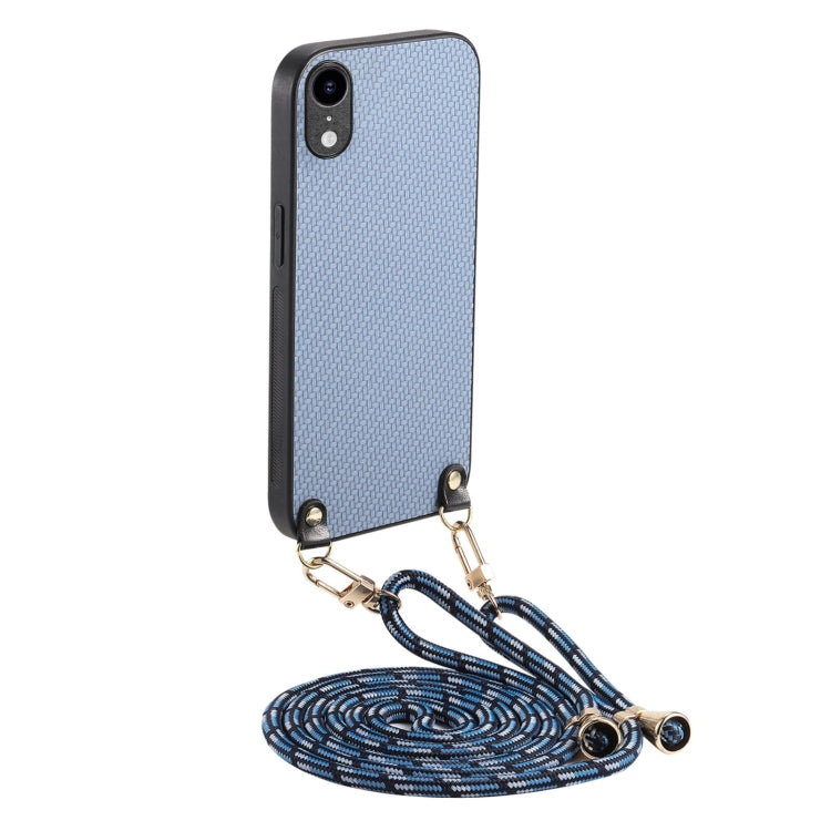 Carbon Fiber Texture Leather Back Phone Case with Crossbody Strap, For iPhone XR, For iPhone XS Max, For iPhone 7 / 8 / SE 2022 / SE 2020, For iPhone X / XS