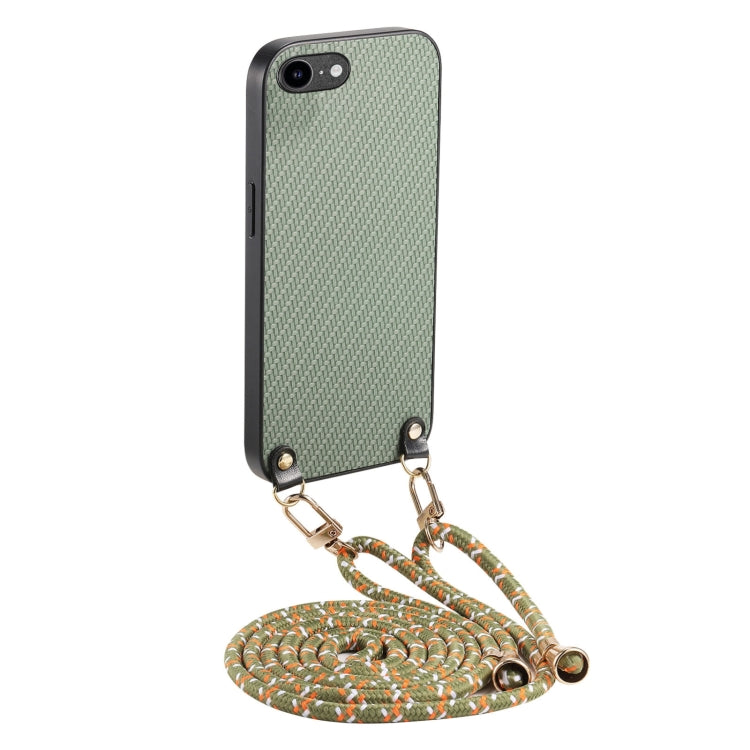 Carbon Fiber Texture Leather Back Phone Case with Crossbody Strap, For iPhone XR, For iPhone XS Max, For iPhone 7 / 8 / SE 2022 / SE 2020, For iPhone X / XS