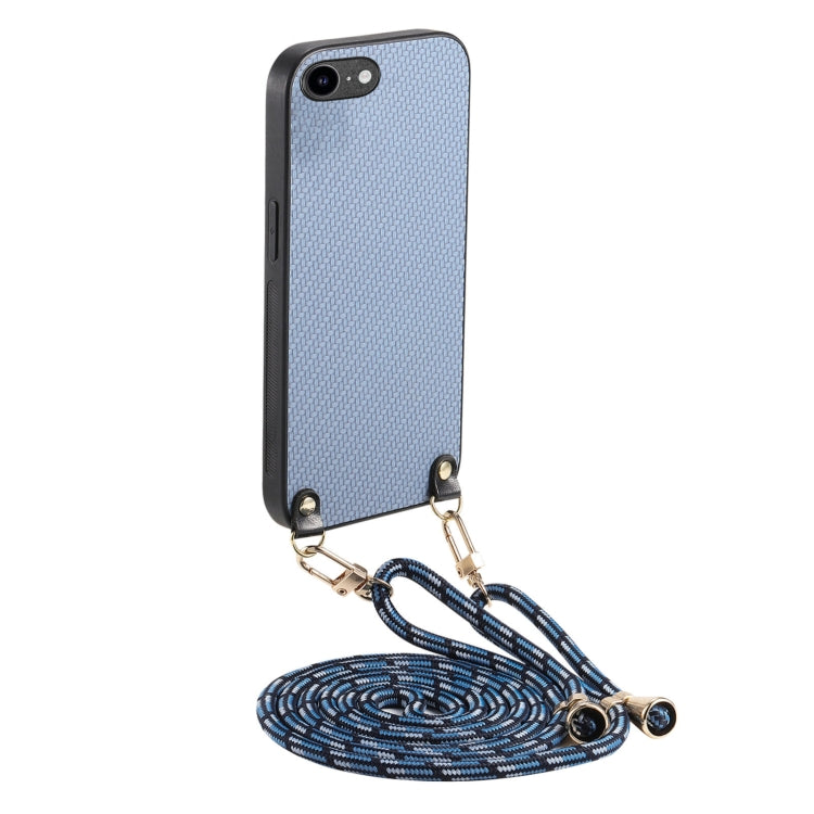 Carbon Fiber Texture Leather Back Phone Case with Crossbody Strap, For iPhone XR, For iPhone XS Max, For iPhone 7 / 8 / SE 2022 / SE 2020, For iPhone X / XS