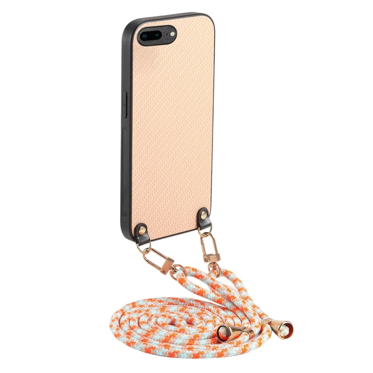 Carbon Fiber Texture Leather Back Phone Case with Crossbody Strap, For iPhone 7 Plus / 8 Plus, For iPhone 6 Plus / 6s Plus, For iPhone 6 / 6s
