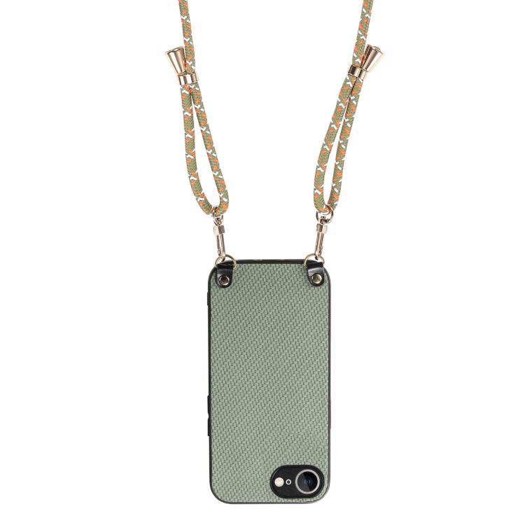 Carbon Fiber Texture Leather Back Phone Case with Crossbody Strap, For iPhone 16e, For iPhone 16 Pro Max, For iPhone 16 Pro, For iPhone 16 Plus