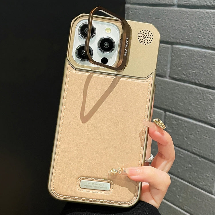 Metal Holder Plain Leather MagSafe Phone Case, For iPhone 15 Pro Max, For iPhone 15 Pro, For iPhone 15 Plus, For iPhone 15