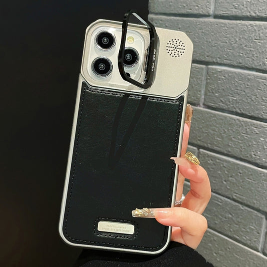 Metal Holder Plain Leather MagSafe Phone Case, For iPhone 15 Pro Max, For iPhone 15 Pro, For iPhone 15 Plus, For iPhone 15
