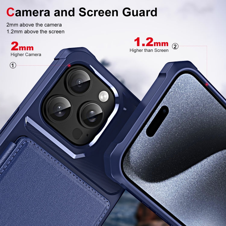 ENKAY Hat-Prince Card Slot Wallet TPU Back Leather Phone Case with Lens Film, For iPhone 15 Pro Max, For iPhone 15 Pro, For iPhone 15 Plus, For iPhone 15