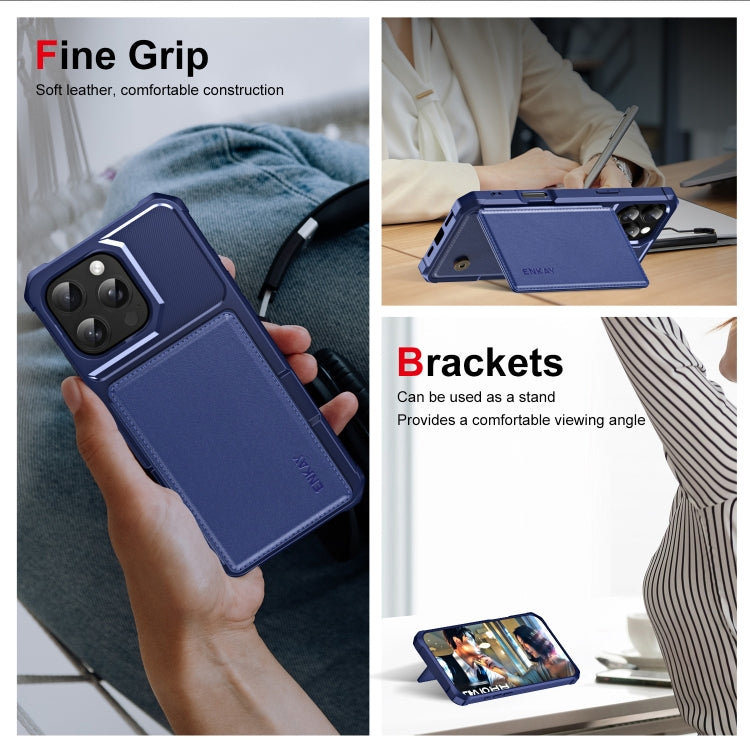 ENKAY Hat-Prince Card Slot Wallet TPU Back Leather Phone Case with Lens Film, For iPhone 15 Pro Max, For iPhone 15 Pro, For iPhone 15 Plus, For iPhone 15