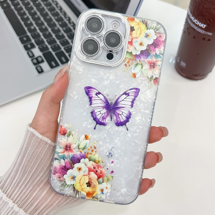 Plating Texture Butterfly TPU Phone Case with Glitter Lens Film, For iPhone 16, For iPhone 15 Pro Max, For iPhone 15 Pro, For iPhone 15