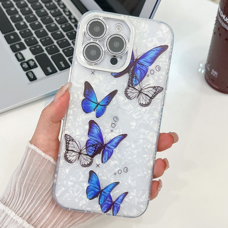 Plating Texture Butterfly TPU Phone Case with Glitter Lens Film, For iPhone 16, For iPhone 15 Pro Max, For iPhone 15 Pro, For iPhone 15