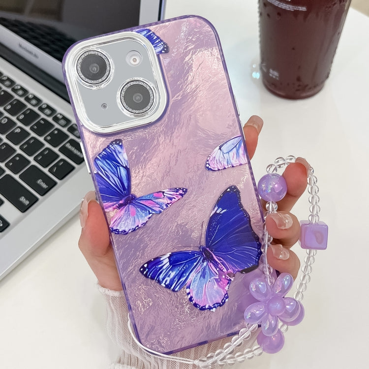 Plating Texture Butterfly Wristband TPU Phone Case with Glitter Lens Film, For iPhone 14, For iPhone 14 Pro, For iPhone 14 Pro Max, For iPhone 13 Pro Max