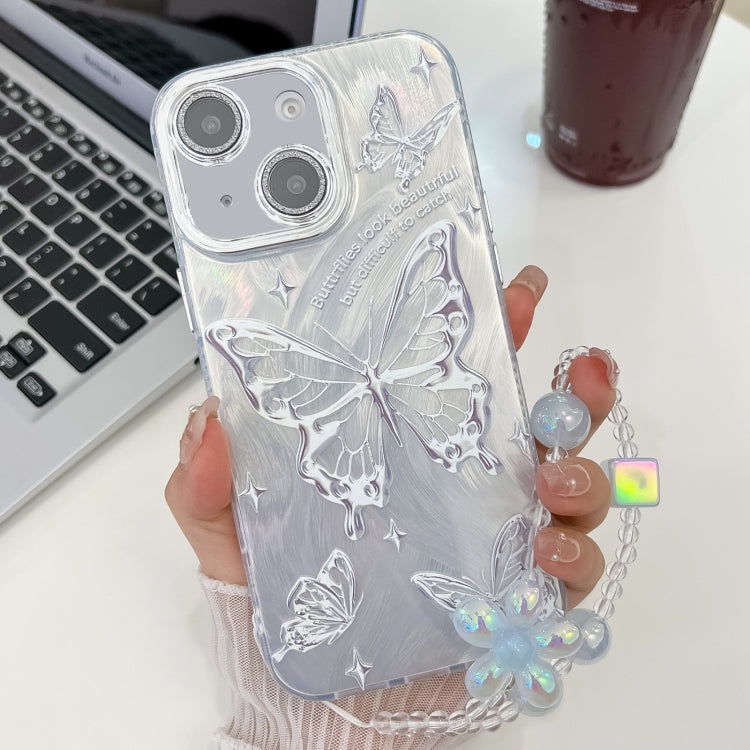 Plating Texture Butterfly Wristband TPU Phone Case with Glitter Lens Film, For iPhone 14, For iPhone 14 Pro, For iPhone 14 Pro Max, For iPhone 13 Pro Max