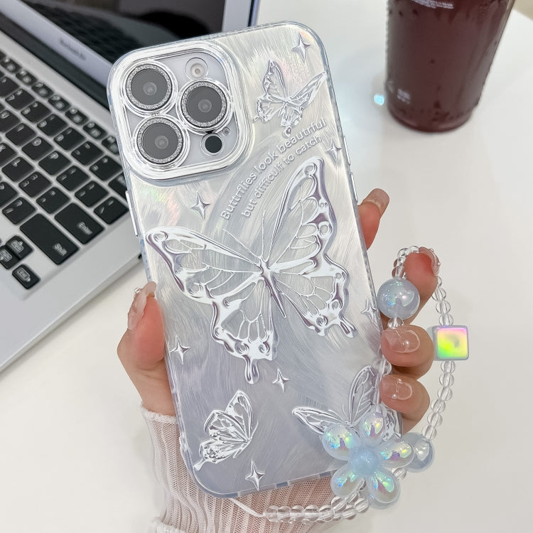 Plating Texture Butterfly Wristband TPU Phone Case with Glitter Lens Film, For iPhone 14, For iPhone 14 Pro, For iPhone 14 Pro Max, For iPhone 13 Pro Max