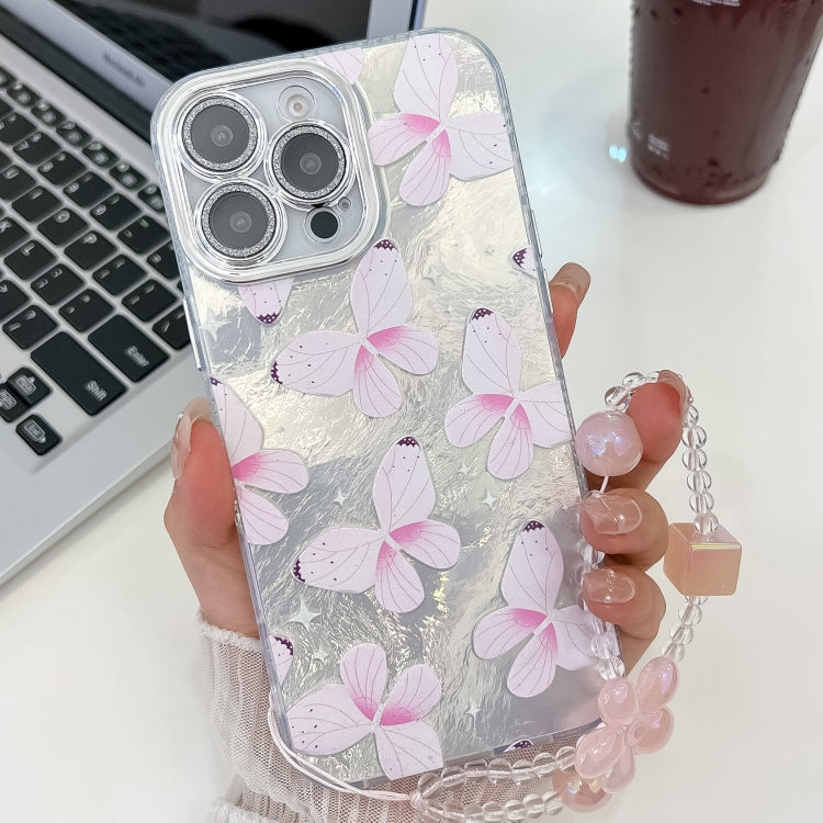 Plating Texture Butterfly Wristband TPU Phone Case with Glitter Lens Film, For iPhone 14, For iPhone 14 Pro, For iPhone 14 Pro Max, For iPhone 13 Pro Max