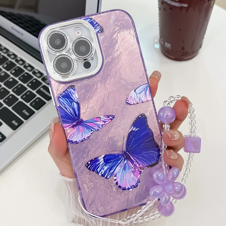 Plating Texture Butterfly Wristband TPU Phone Case with Glitter Lens Film, For iPhone 13 Pro, For iPhone 13