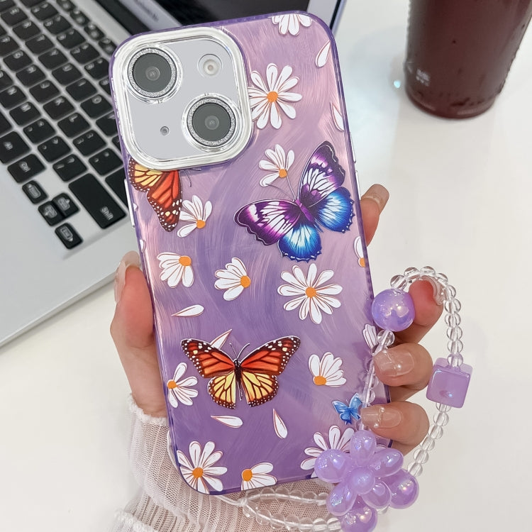 Plating Texture Butterfly Wristband TPU Phone Case with Glitter Lens Film, For iPhone 13 Pro, For iPhone 13