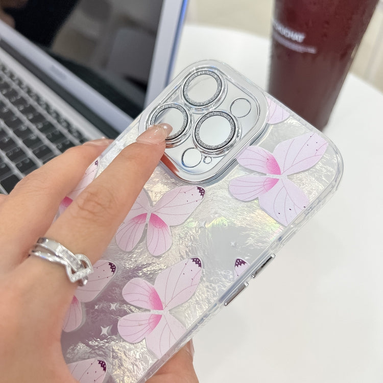 Plating Texture Butterfly Wristband TPU Phone Case with Glitter Lens Film, For iPhone 16, For iPhone 15 Pro Max, For iPhone 15 Pro, For iPhone 15