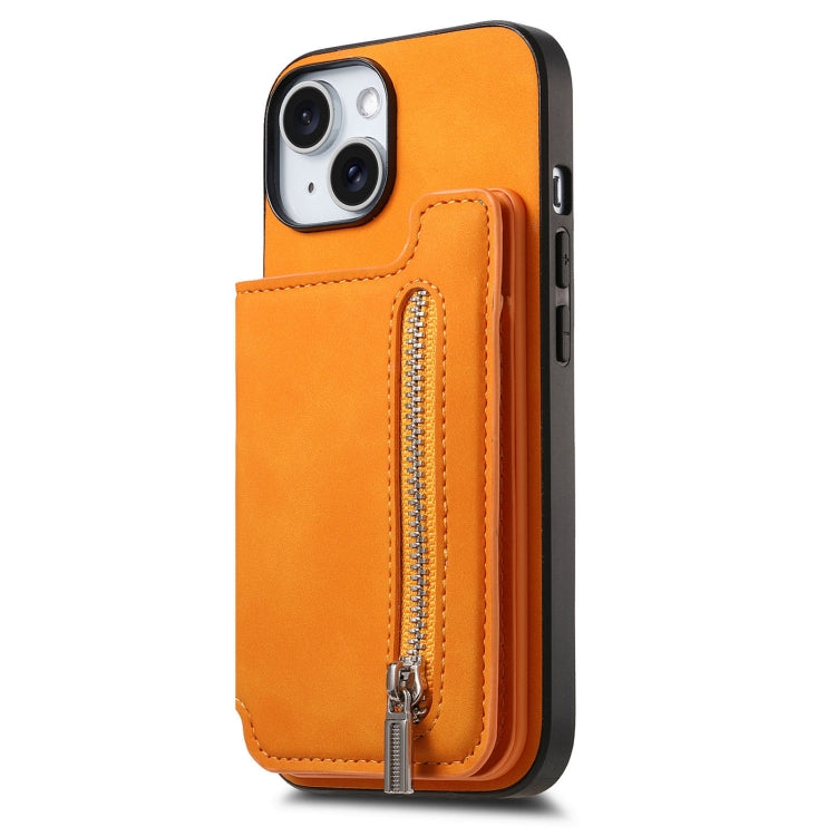 Retro MagSafe Zipper Wallet Card Bag Back Phone Case, For iPhone 15 Plus, For iPhone 15, For iPhone 14 Plus