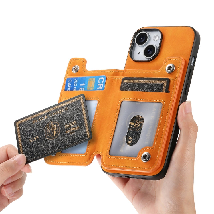 Retro MagSafe Zipper Wallet Card Bag Back Phone Case, For iPhone 15 Plus, For iPhone 15, For iPhone 14 Plus