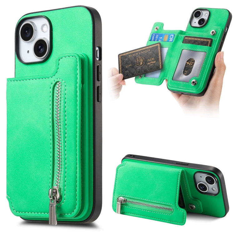 Retro MagSafe Zipper Wallet Card Bag Back Phone Case, For iPhone 15 Plus, For iPhone 15, For iPhone 14 Plus
