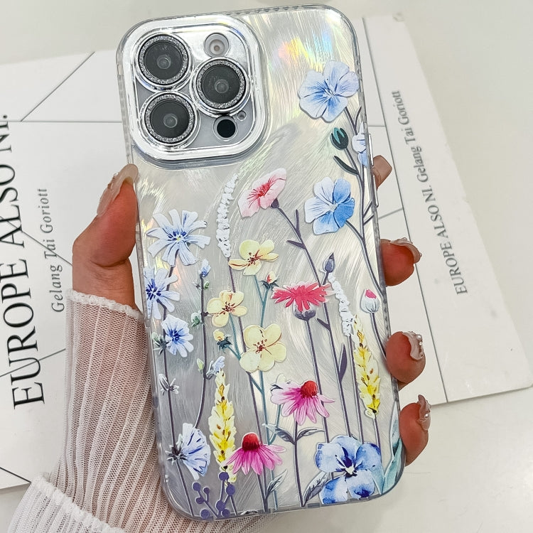 Electroplating Flowers Plants Texture TPU Phone Case, For iPhone 16 Pro
