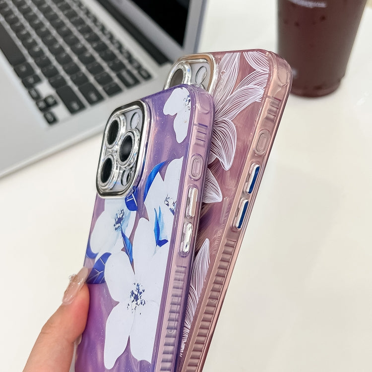 Electroplating Flowers Plants Texture TPU Phone Case, For iPhone 16 Pro