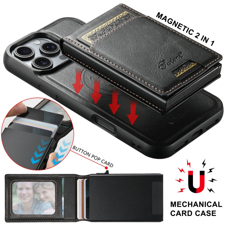 Suteni H19 Oil Wax 2-in-1 MagSafe Removable Card Box Back Phone Case, For iPhone 14 Pro Max, For iPhone 13 Pro Max, For iPhone 13 Pro, For iPhone 13, For iPhone 12, For iPhone 12 Pro Max, For iPhone 12 Pro