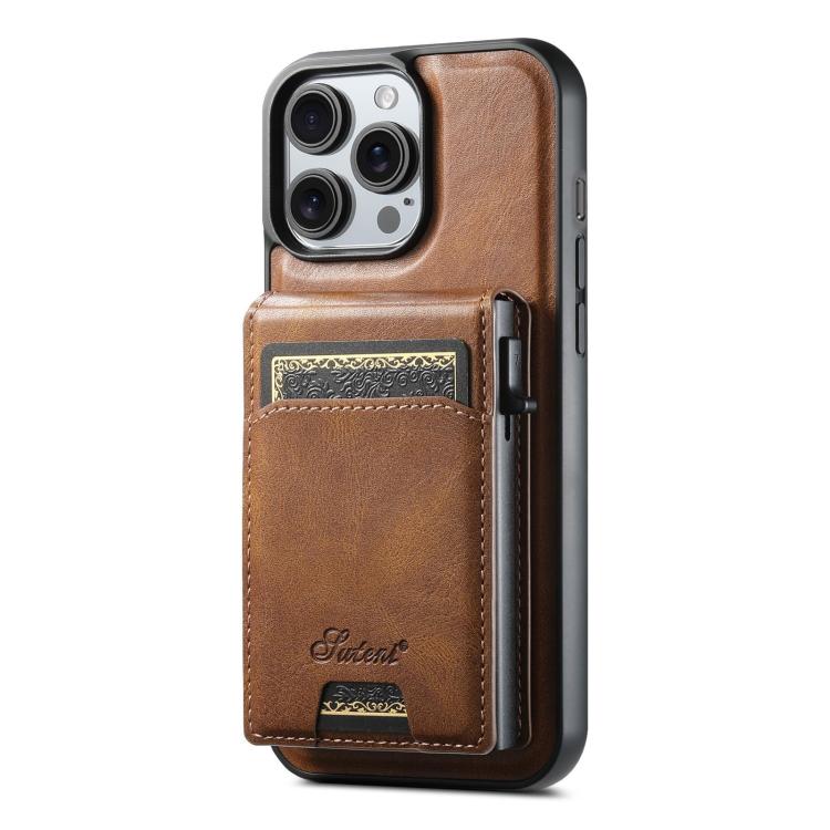 Suteni H19 Oil Wax 2-in-1 MagSafe Removable Card Box Back Phone Case, For iPhone 14 Pro Max, For iPhone 13 Pro Max, For iPhone 13 Pro, For iPhone 13, For iPhone 12, For iPhone 12 Pro Max, For iPhone 12 Pro